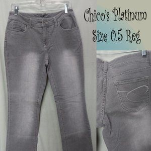 Chico's Platinum 31 X 33 Low Rise 5 Pocket Gray Denim Jeans (T-321)